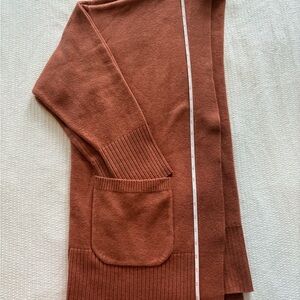 A New Day Women's Open Cardigan Sweater in Warm Terracotta
